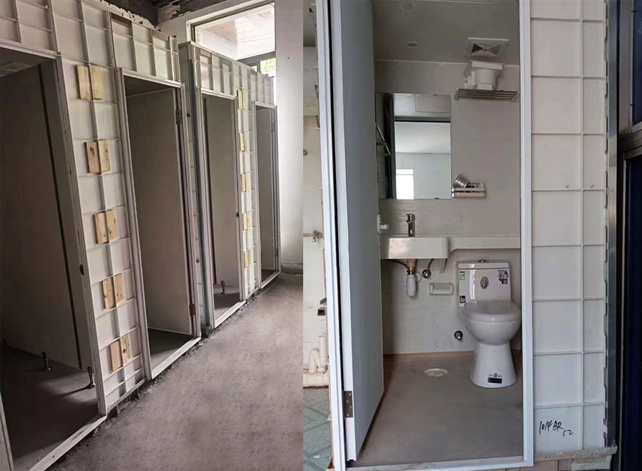 Waterproof prefab bathroom and shower ready made toilets for hospital or temporary buildings
