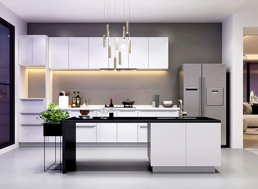 Waterproof luxury SMC cupboard cabinet kitchen prefab kitchen units flat packing