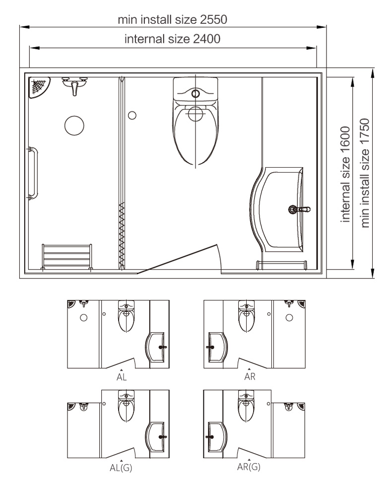 Waterproof low cost prefab bathroom pod bathroom for hotel(BUL1624)
