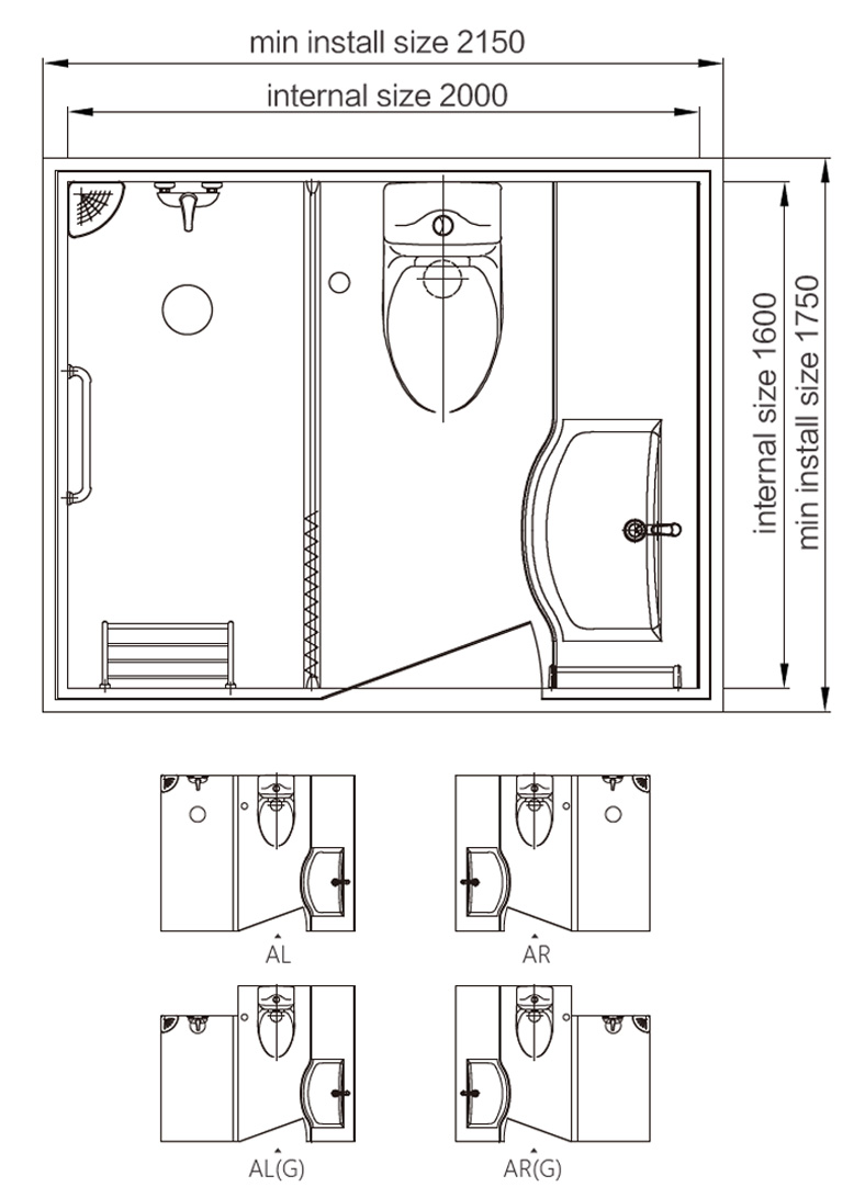 Simple design ready made bathroom all in one toilet pod for hotel(BUL1620)