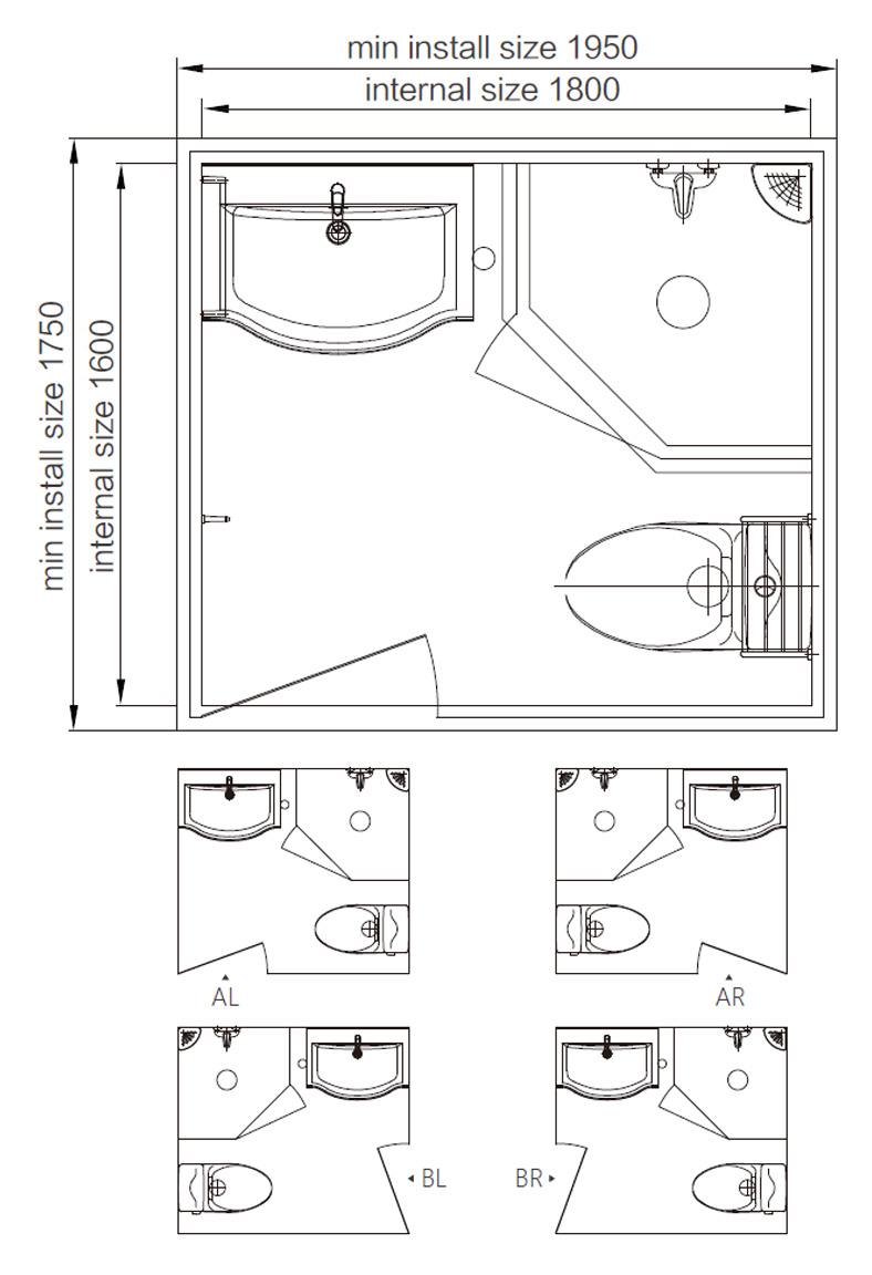 Light weight shower toilet unit all in one portable bathroom pod toilet for apartment