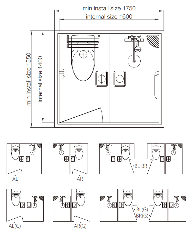 Hot sale all in one prefab bathroom units prefab toilet bathroom for hotels(BUH1416)