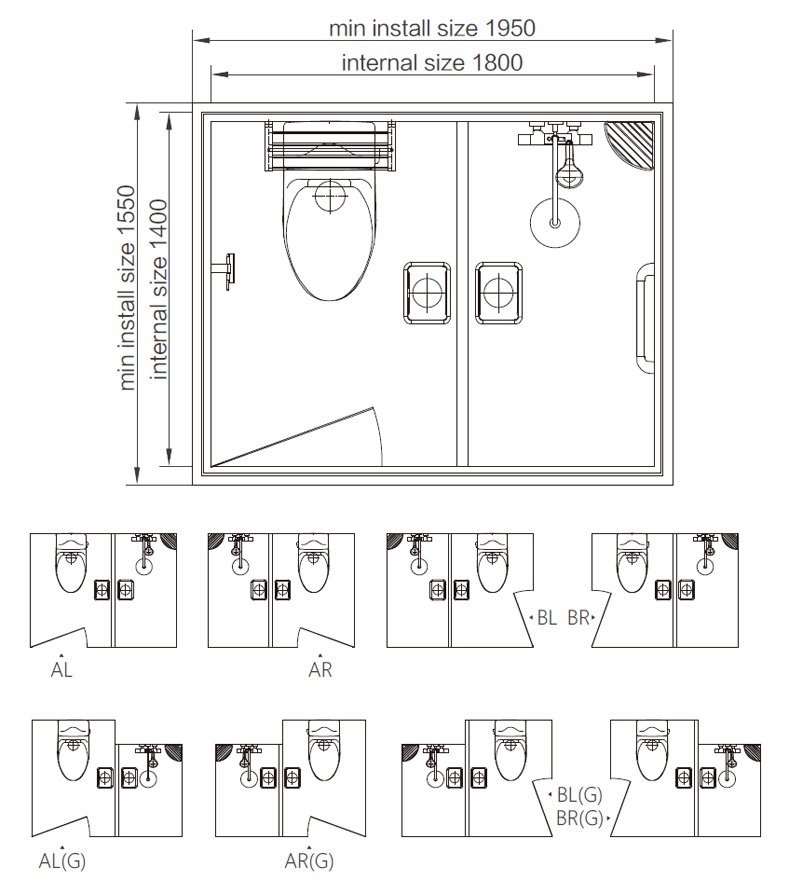 Prefabricated bathroom unit all in one modular bathroom units with toilet and shower(BUL1418)