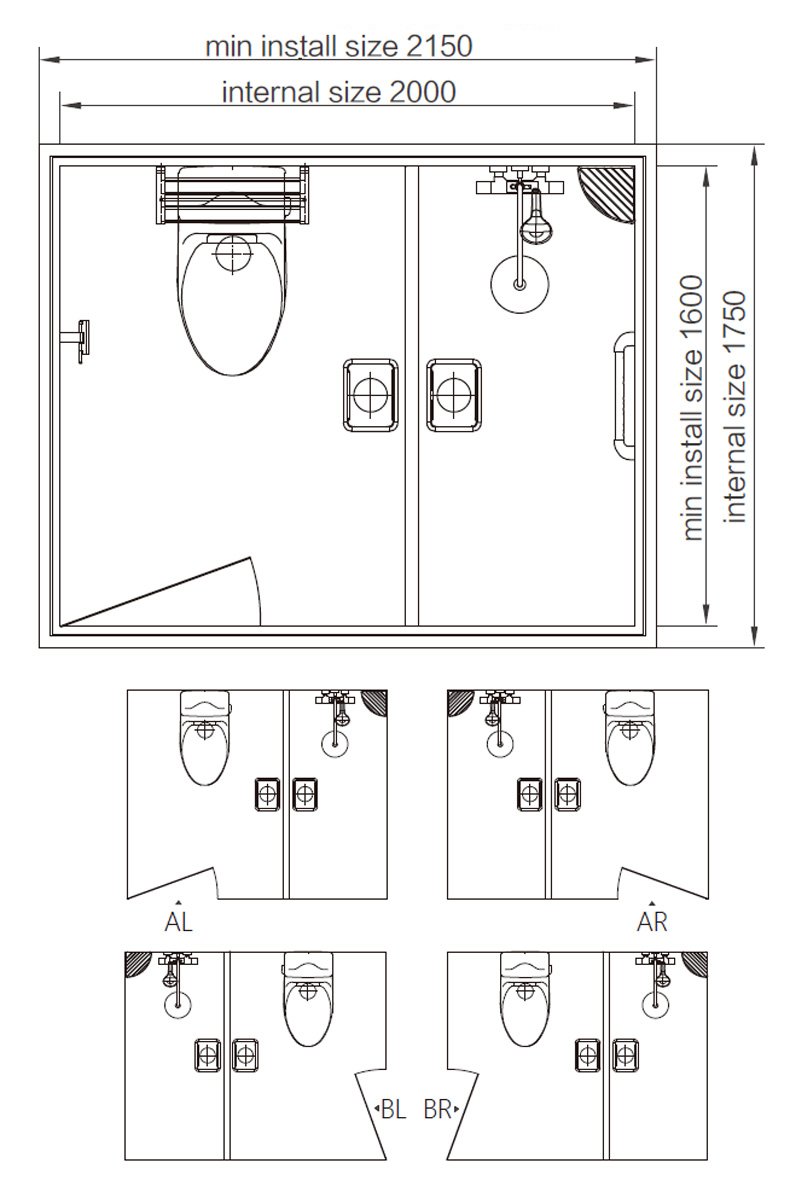 Fashion waterproof all in one bathroom pod japan bathroom pods prefabricated(BUH1620)