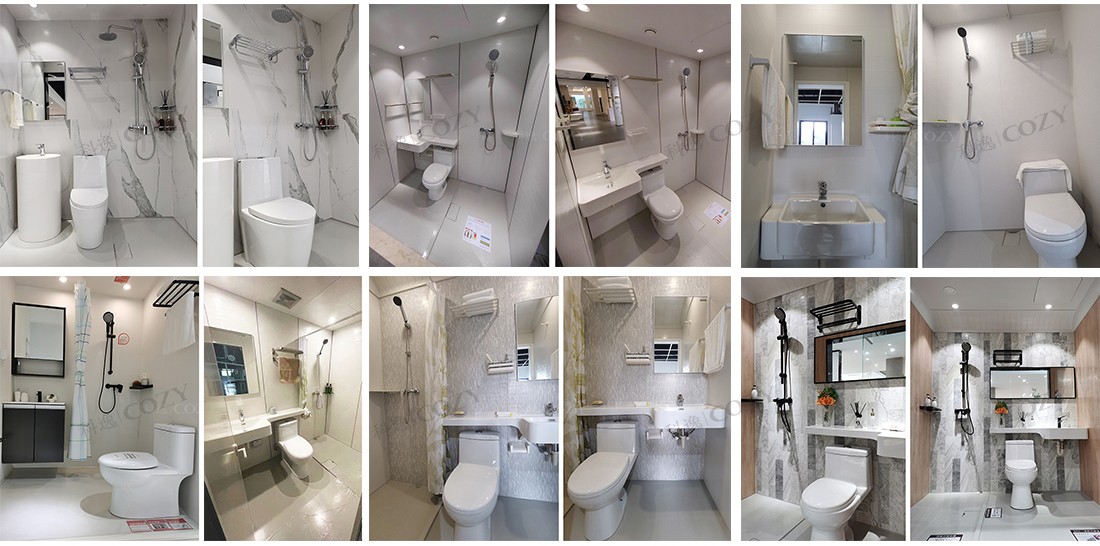 Easy cleaning prefab bathroom and shower fiberglass prefabricated bathroom unit (BUL1624)