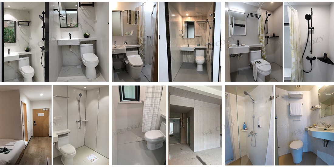 Easy cleaning prefab bathroom and shower fiberglass prefabricated bathroom unit (BUL1624)