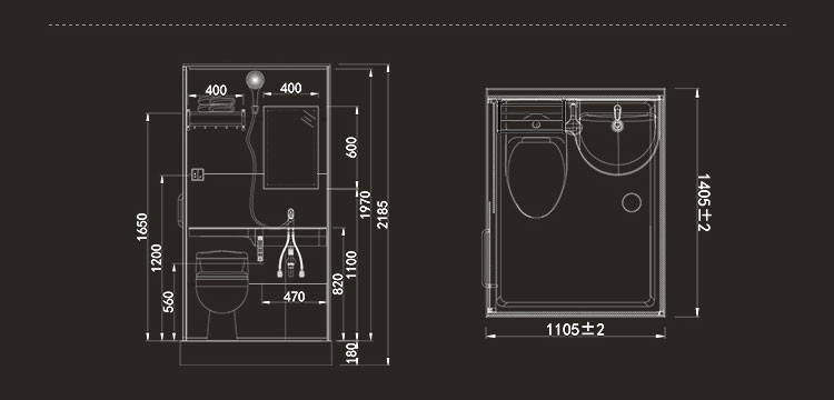 Waterproof high quality integrated bathroom modular toilet unit with SMC molded floor