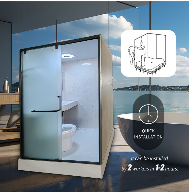 Waterproof high quality integrated bathroom modular toilet unit with SMC molded floor