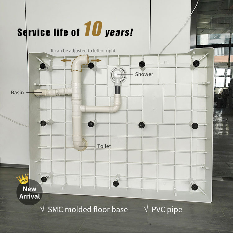 Waterproof high quality integrated bathroom modular toilet unit with SMC molded floor