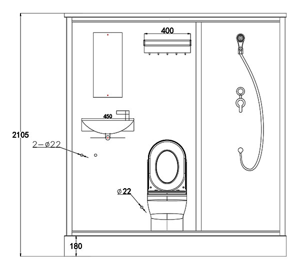 Bathroom box prefab bathroom pods with shower toilet and wash functions for temporary building