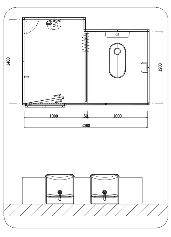 Waterproof prefab bathroom and shower ready made toilets for hospital or temporary buildings
