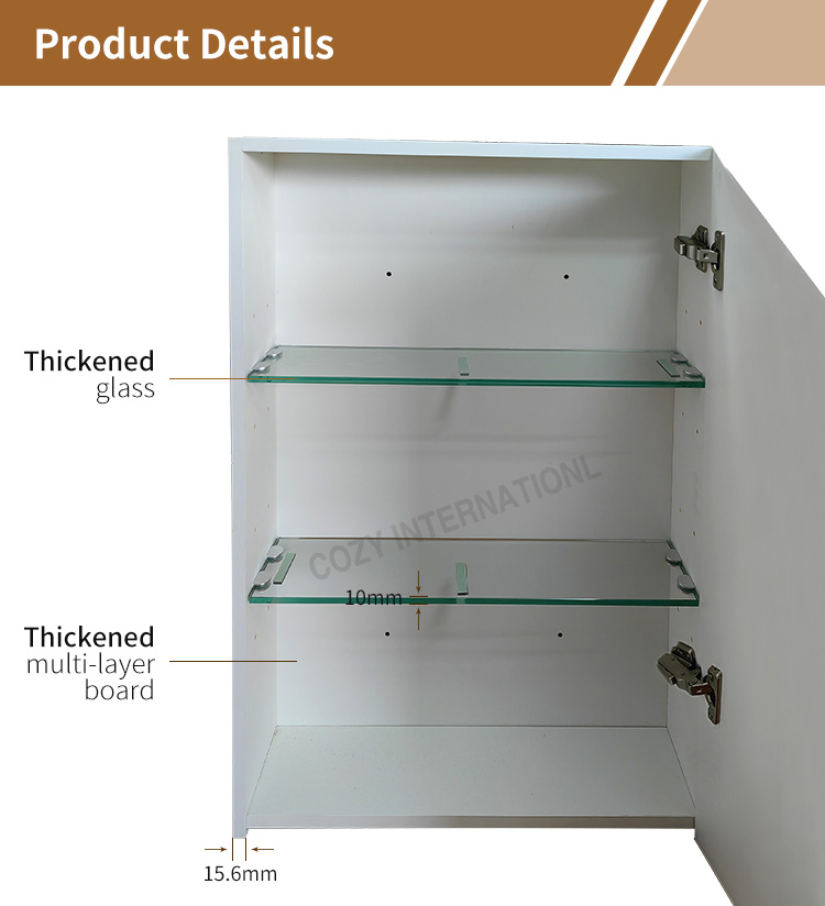 Modern Fashion Recessed Mirror Cabinet and Bathroom Cabinet With 3 Storage Shelves