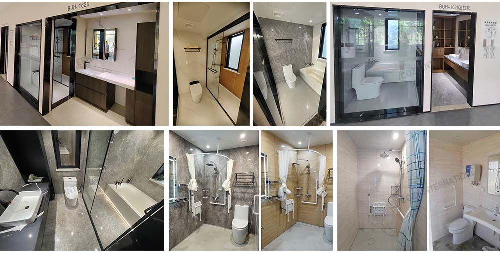 Prefab bathroom unit prefabricated bathroom pods with toilet and armrest for hospitals(BUN1624)