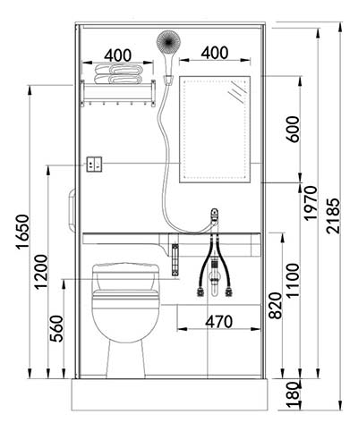 Waterproof high quality integrated bathroom modular toilet unit with SMC molded floor(MTU1114)