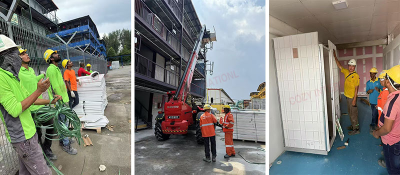 The site of the bathroom pod for the Singapore project