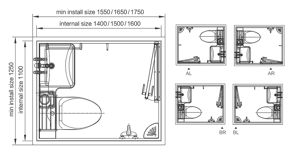 Simple style all in one bathroom pods bathroom units