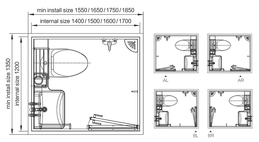 Pure white style Integrated bathroom prefabricated bathroom pods