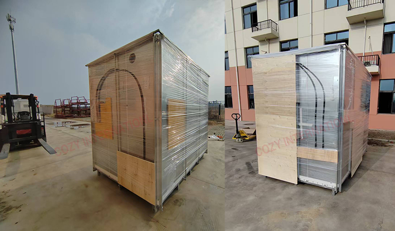 Your bathroom pods have been packaged and are ready for shipment! Your bathroom pods have been packaged and are ready for shipment!