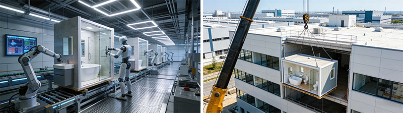 Humanoid Robots: The Future of Factory-Built Bathrooms Delivered to Project