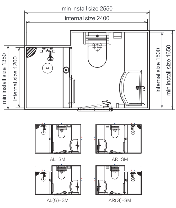 Prefabricated bathroom pod ready made bathroom unit(BUX1524)