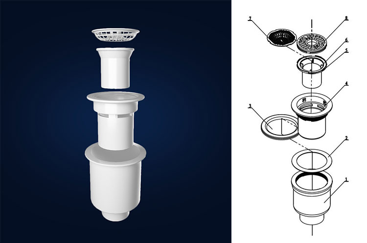 Patented horizontal drainage bathroom drain floor Patented horizontal drainage bathroom drain floor