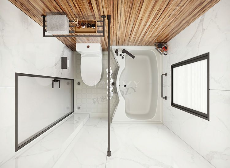 Japanese style waterproof all in one prefab bathroom pod with bathtub and basin function(BUH1316)