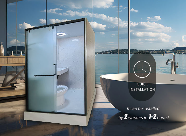 Waterproof high quality integrated bathroom modular toilet unit with SMC molded floor(MTU1114)