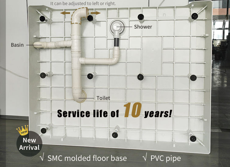 Waterproof high quality integrated bathroom modular toilet unit with SMC molded floor(MTU1114)