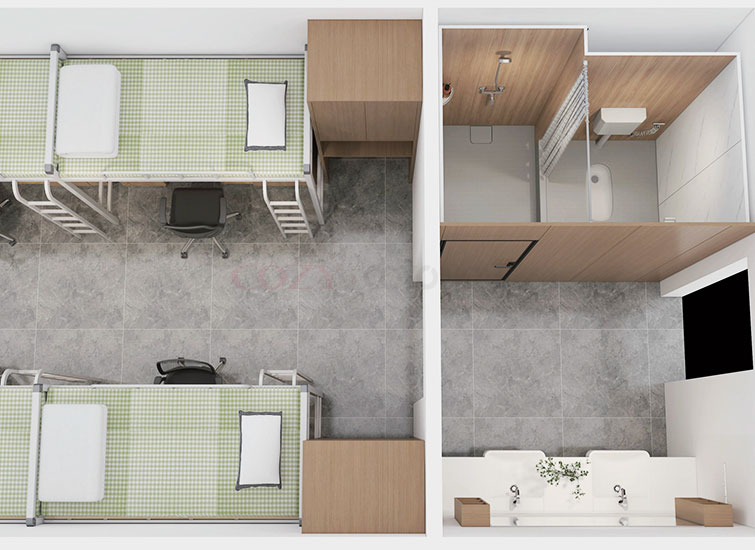 Waterproof prefab bathroom and shower ready made toilets for hospital or temporary buildings