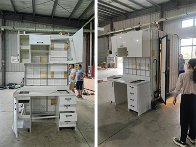 Australian customers visit the factory to see the model prefab bathroom units