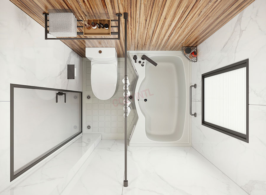 Japanese style waterproof all in one prefab bathroom pod with bathtub and toilet function(BUH1316)
