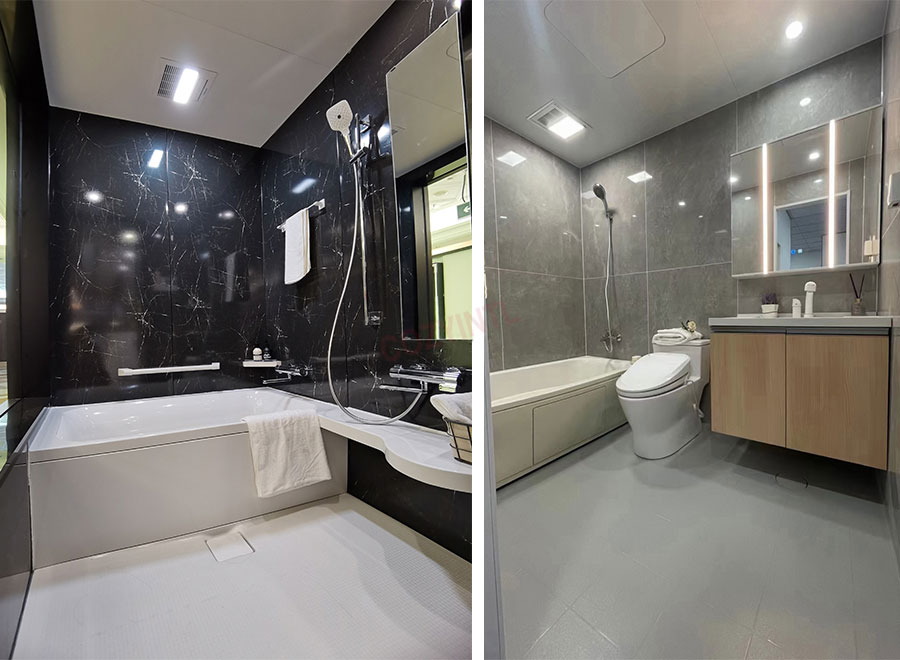Japanese style waterproof all in one prefab bathroom pod with bathtub and toilet function(BUH1316)