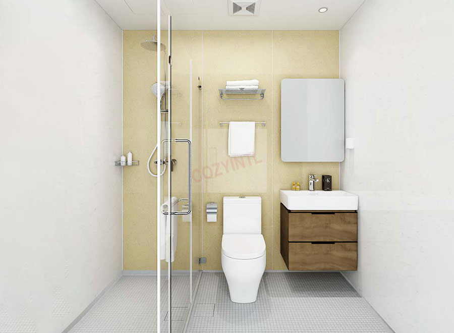 Waterproof prefab fiberglass shower bathroom pod with toilet(BUE1422)