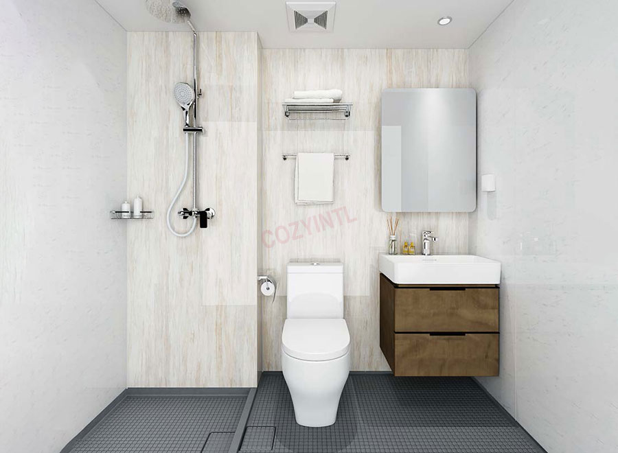 Fast installation prefab bathroom modular bathroom toilet and shower unit(BUE1022)
