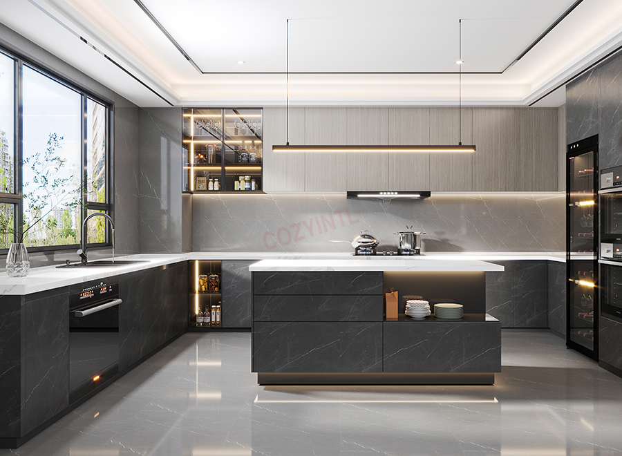 Chinese manufacturer modern kitchen cabinet units simple cupboard prefab houses kitchen wall cabinet
